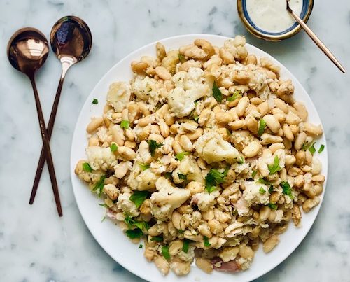 Ranch flavored white beans with cauliflower.