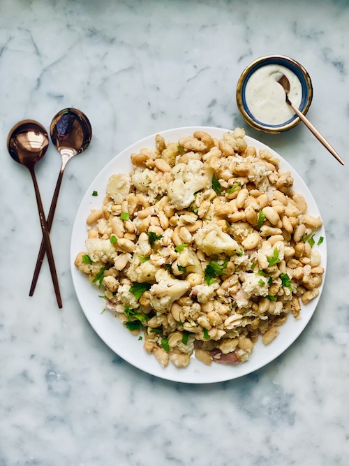 Ranch flavored white beans with cauliflower.