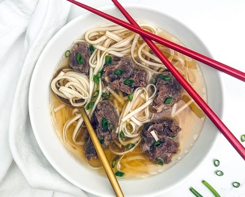 Brothy Beef + Udon Noodles.