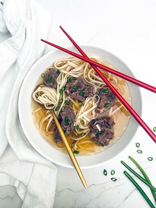 Brothy Beef + Udon Noodles.