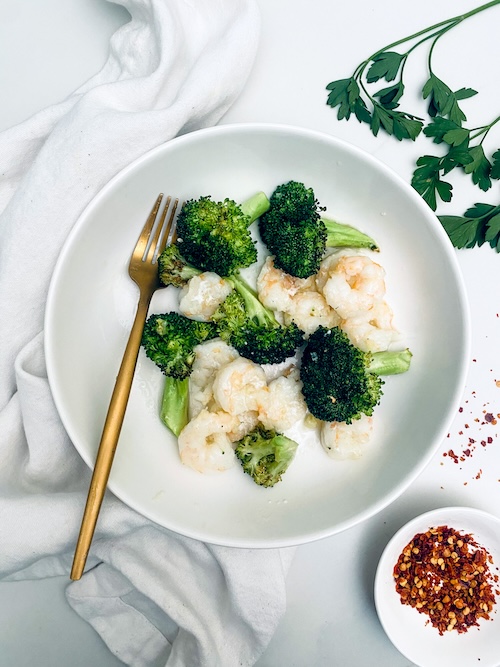 Sheet Pan Shrimp Scampi + Broccoli.