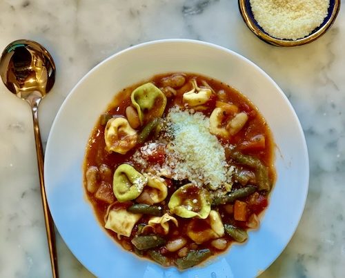 Vegetarian Minestrone with Tortellini.