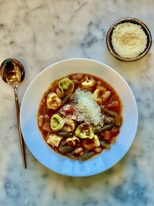 Vegetarian Minestrone with Tortellini.