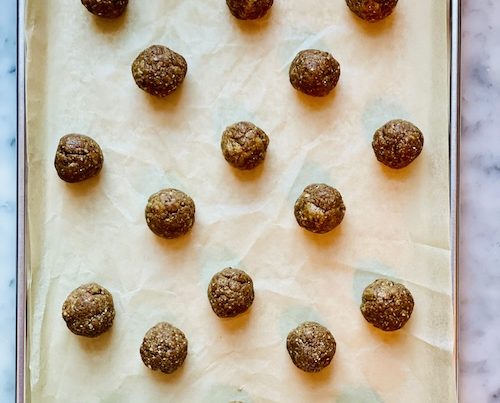 apple pie energy bites sheet pan.