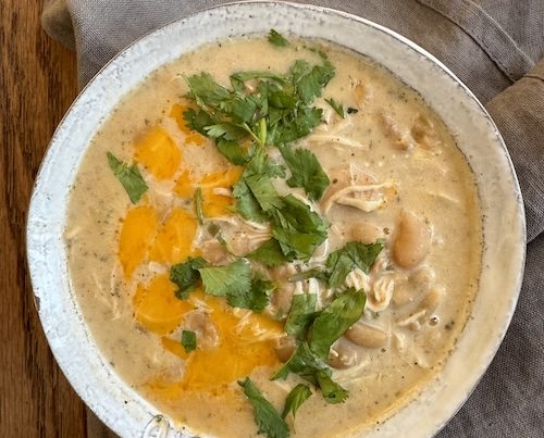 creamy white chicken chili.