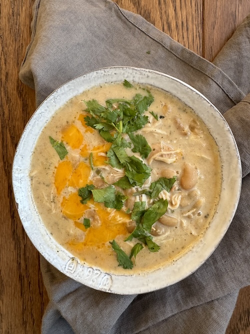 creamy white chicken chili.