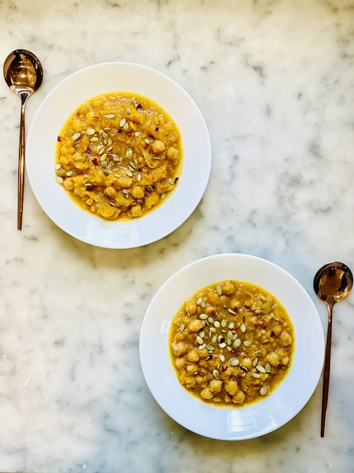curried butternut squash and chickpea stew.