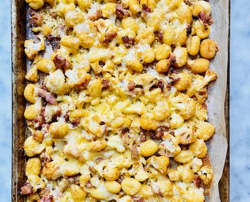 gnocchi and cauliflower sheet pan.