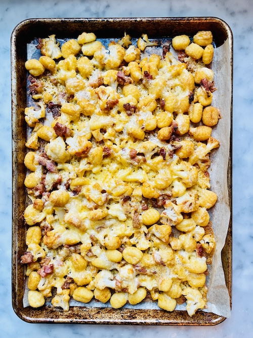 gnocchi and cauliflower sheet pan.