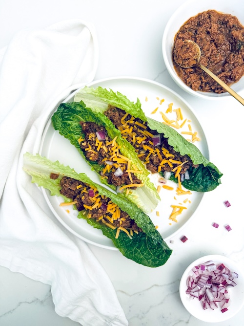 Taco bean lettuce wraps.