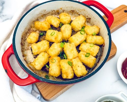 Individual serving of hamburger pie.