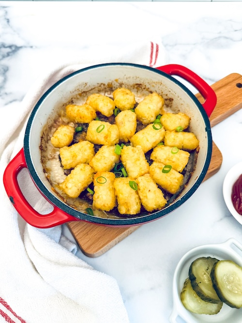 Individual serving of hamburger pie.