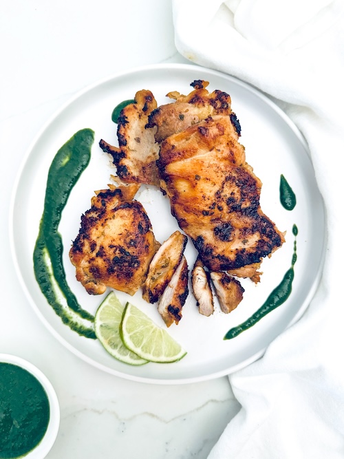 Peruvian grilled chicken on a plate.