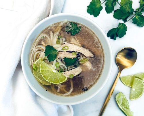 Bowl of instant pot chicken pho.