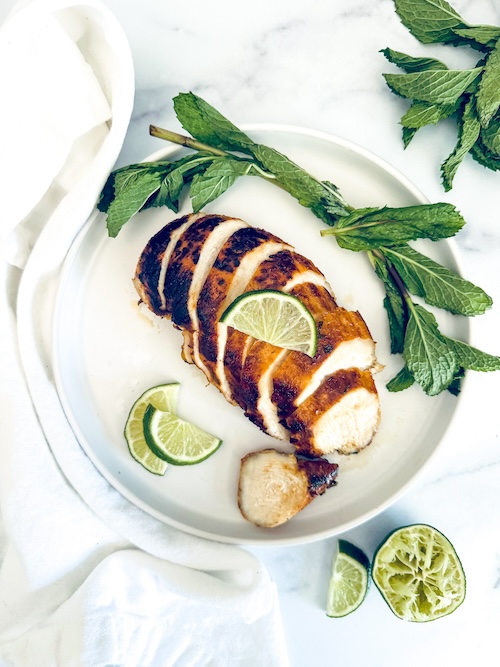 Sliced Mojito-grilled chicken.