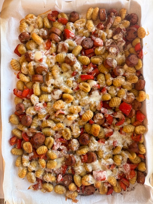 Italian sheet pan gnocchi.