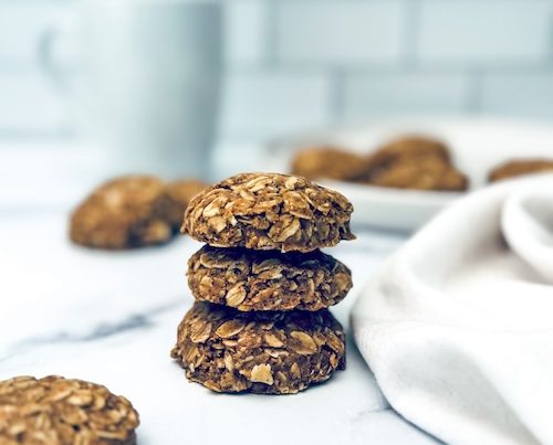 Honey oat breakfast cookies in a stack.