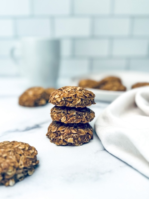 Honey oat breakfast cookies in a stack.