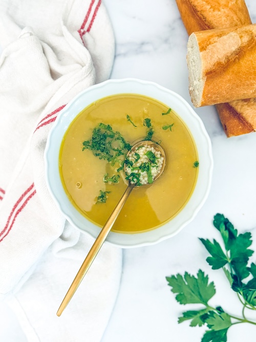 A bowl of pastina soup.