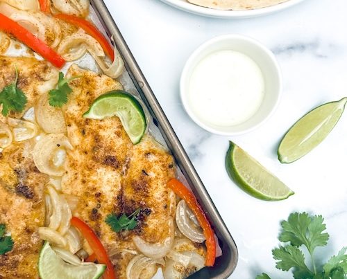 Sheet pan fish tacos.