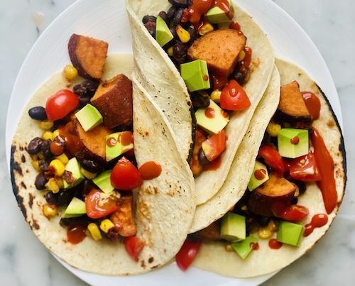 Sweet potato black bean tacos.
