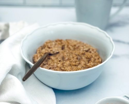 A bowl of banana bread oatmeal.