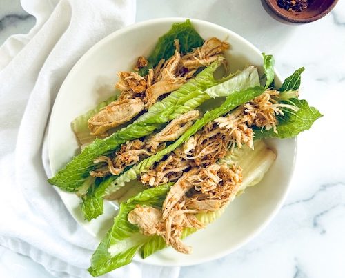 Spicy chicken in lettuce cups.