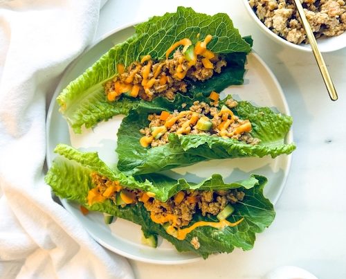 Bang bang chicken in lettuce wraps.