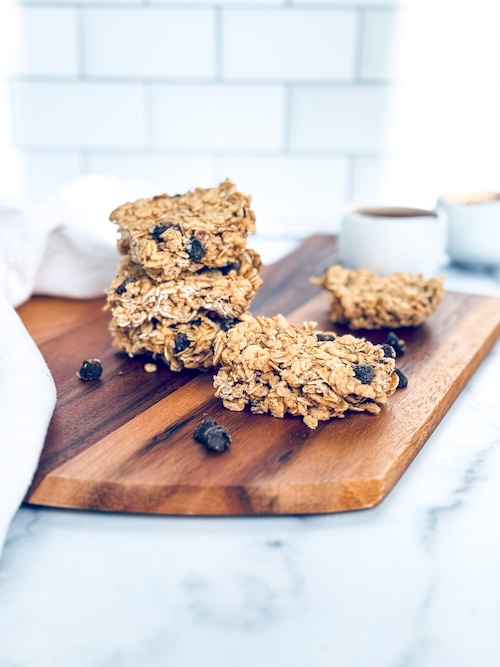 Vegan almond butter rice Krispy squares.