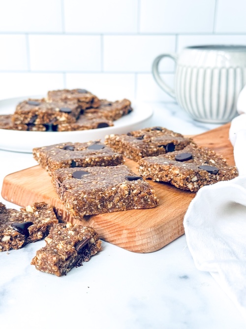 Chai breakfast bars on a cutting board.