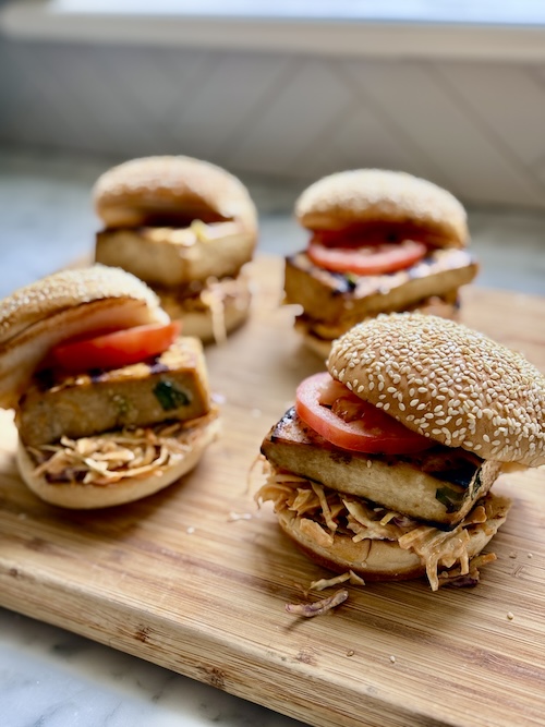 Tofu burgers on buns.
