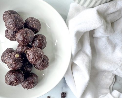 Double chocolate cherry date balls.