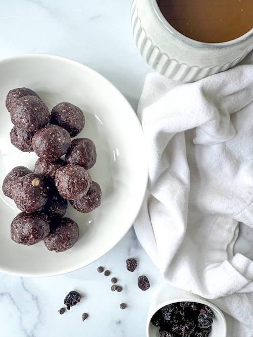Double chocolate cherry date balls.