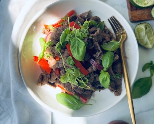 Thai beef stir fry with basil.