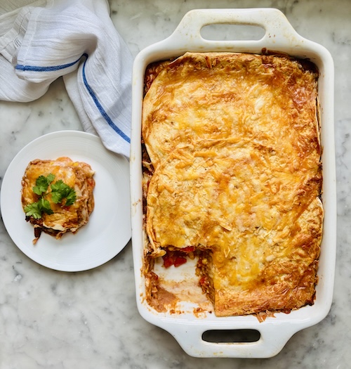 Vegetarian enchilada casserole.