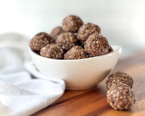 Bowl full of pumpkin spice energy bites.