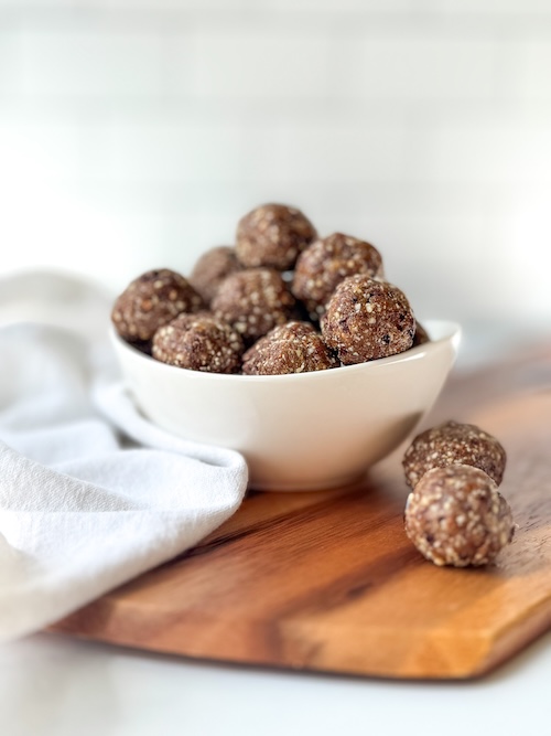 Bowl full of pumpkin spice energy bites.