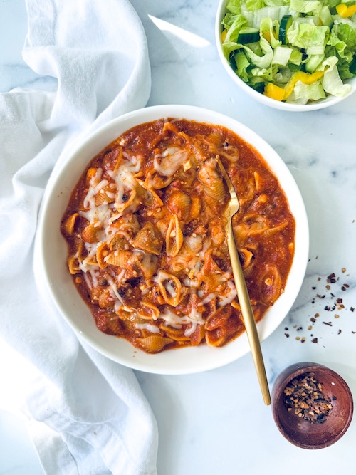 A bowl of vegetarian lasagna pasta.