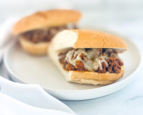 Pizza-flavored sloppy joes on rolls.