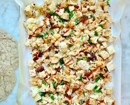 Sheet pan tofu and cauliflower taco filling.