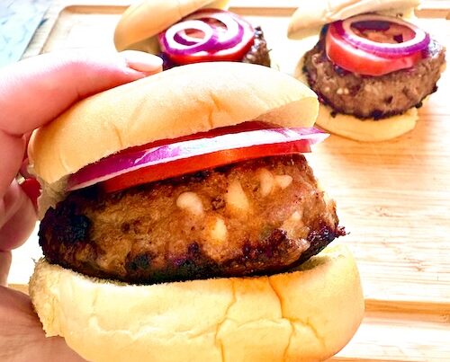Three chipotle turkey burgers.